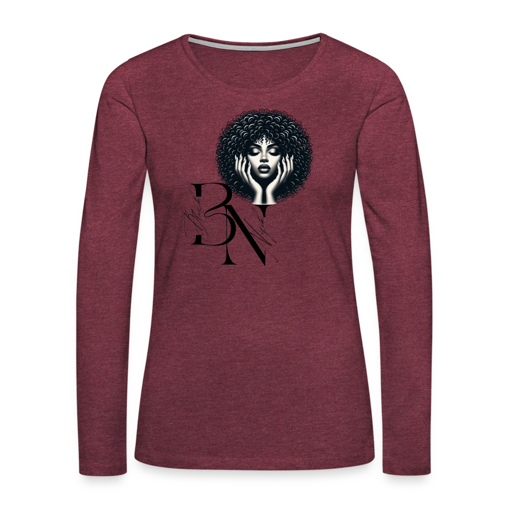 T-shirt manches longues - rouge bordeaux chiné