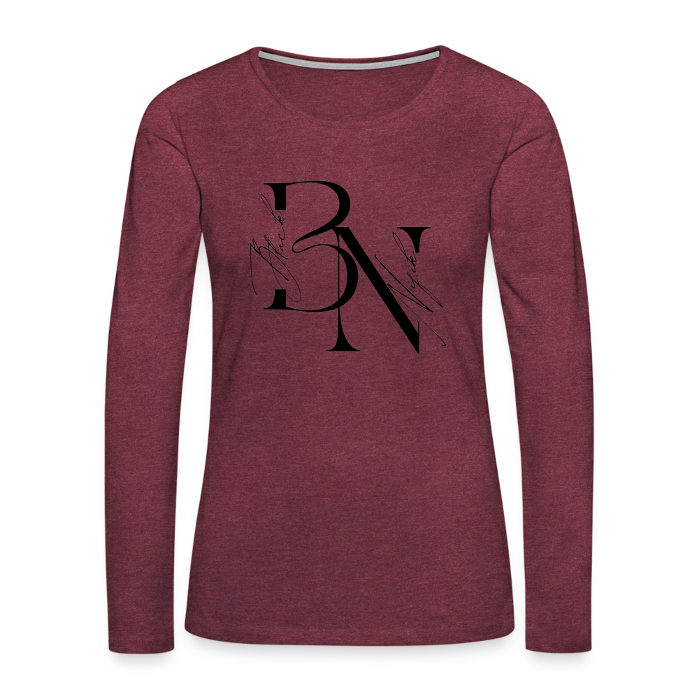 T-shirt manches longues Premium Femme - rouge bordeaux chiné