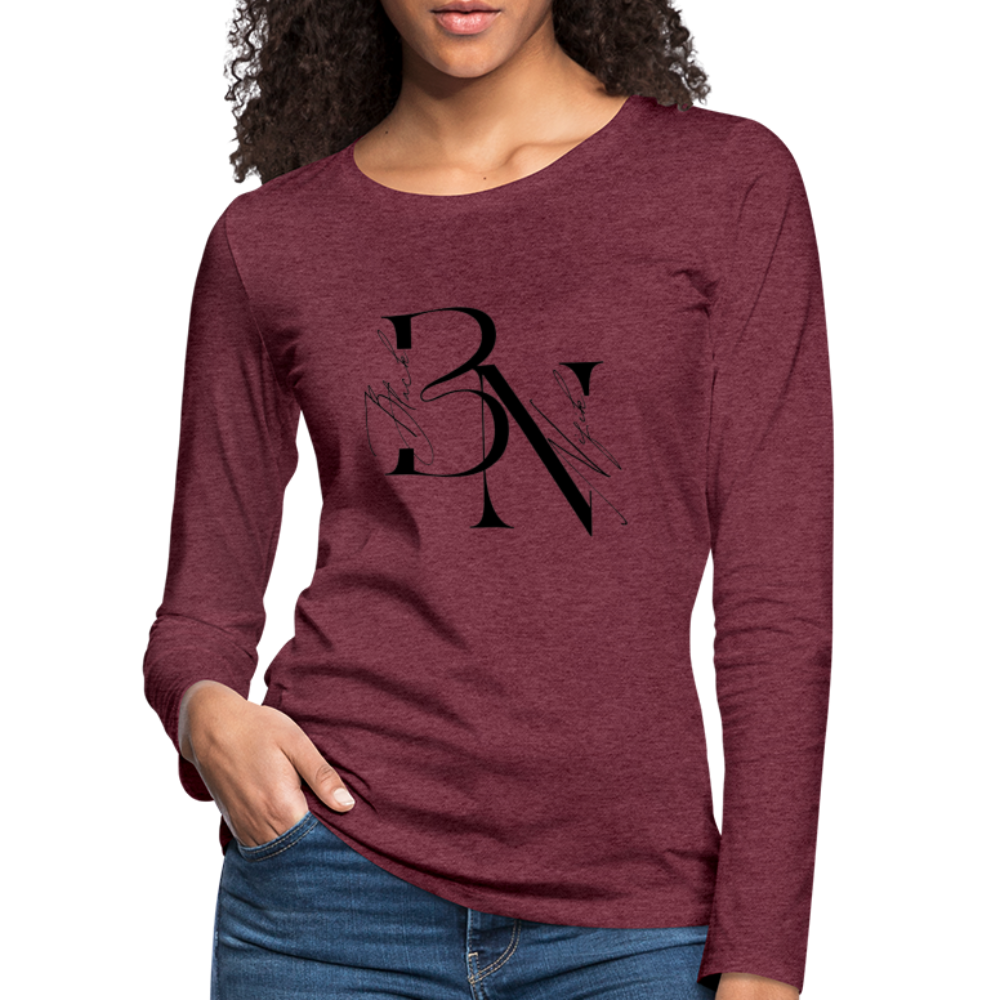 T-shirt manches longues Premium Femme - rouge bordeaux chiné