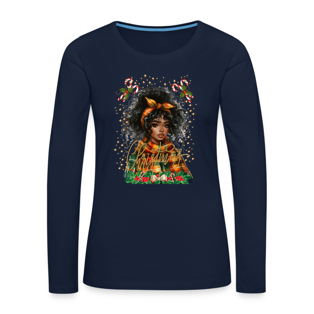 T-shirt manches longues Premium Femme - bleu marine