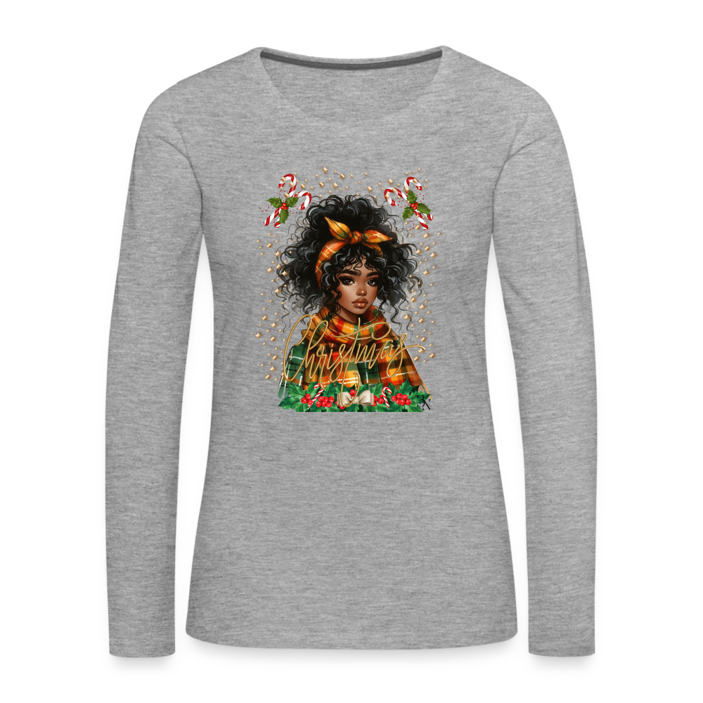 T-shirt manches longues Premium Femme - gris chiné