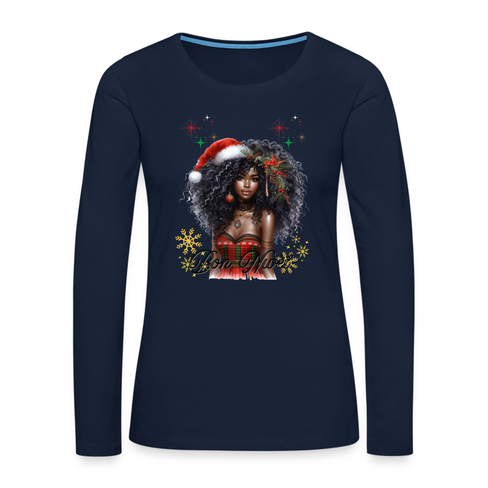 T-shirt manches longues Premium Femme - bleu marine
