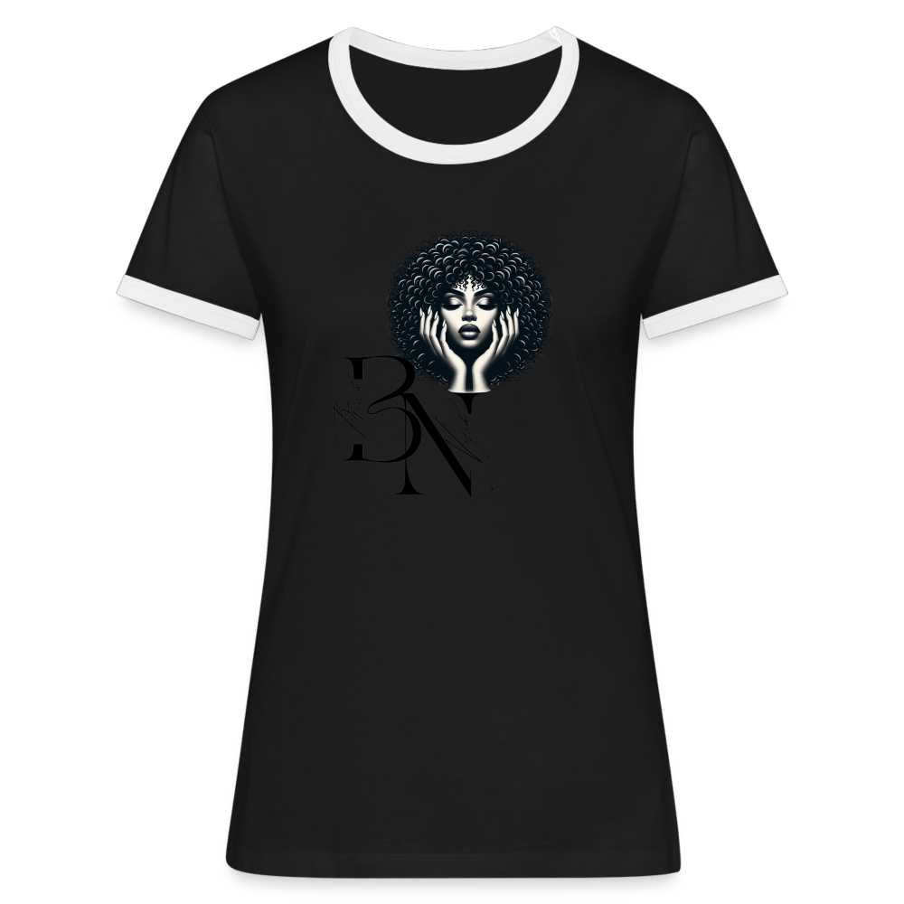 T-shirt contrasté Femme - noir/blanc