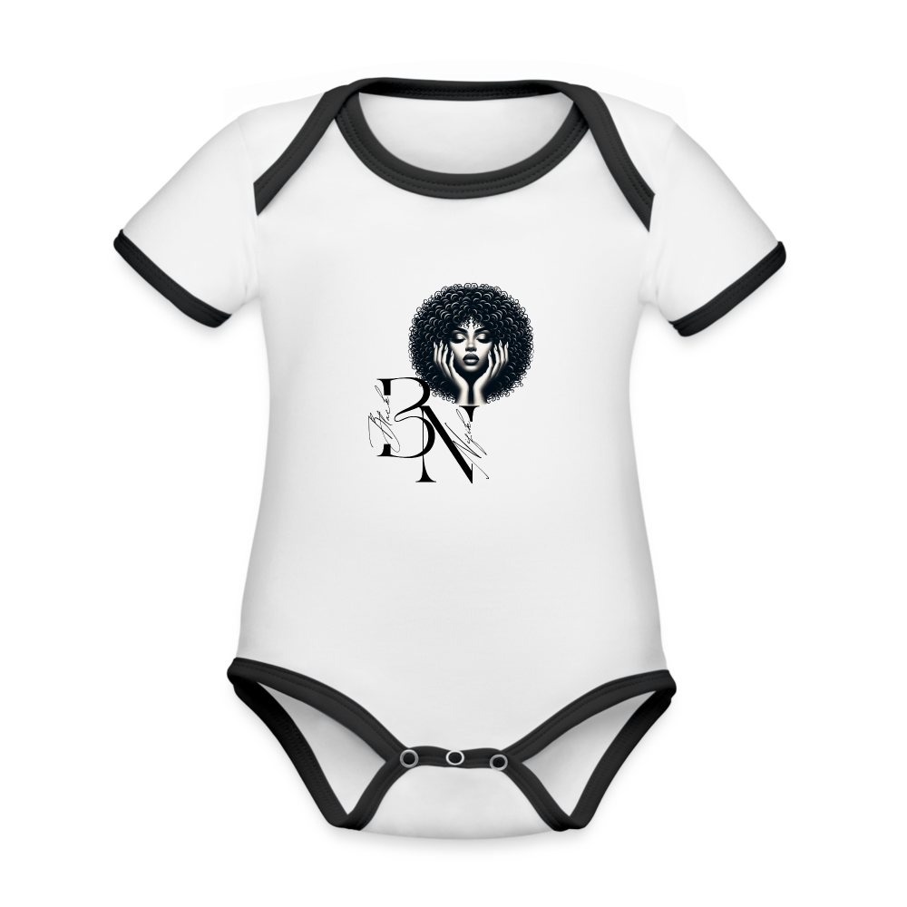 Body Bébé bio contrasté manches courtes - blanc/noir