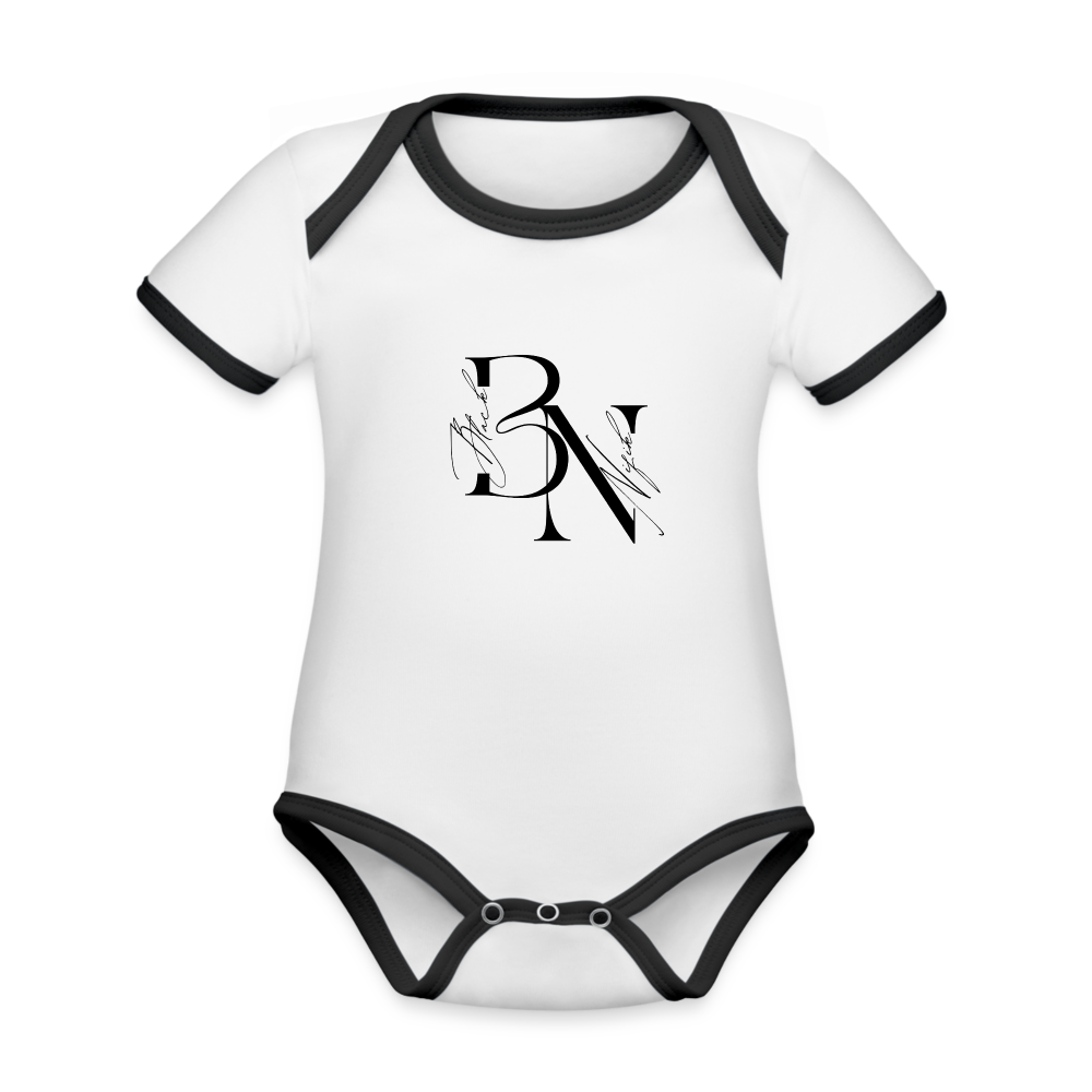 Body Bébé bio contrasté manches courtes - blanc/noir