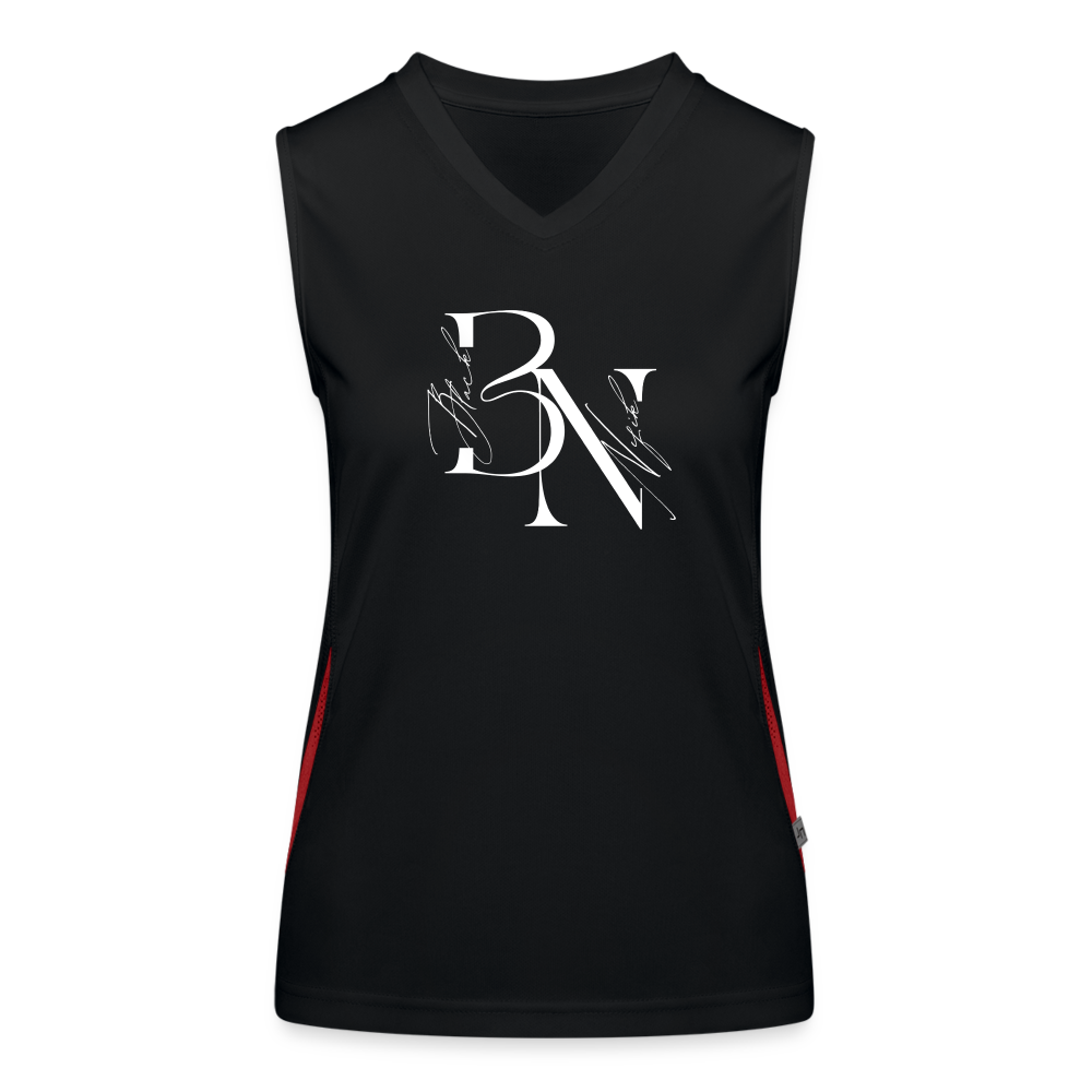 Débardeur respirant contrasté Femme - noir/rouge