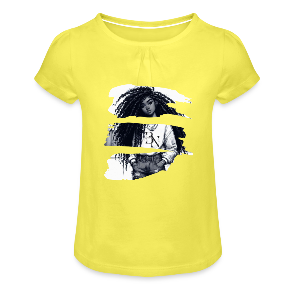 T-shirt à fronces au col Fille - jaune