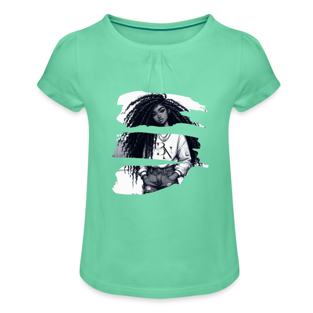 T-shirt à fronces au col Fille - vert menthe