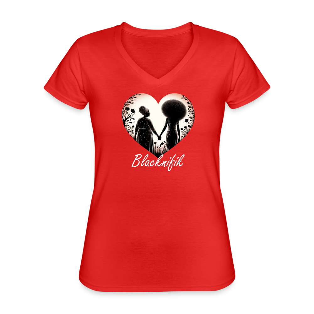T-shirt classique col V Femme - rouge