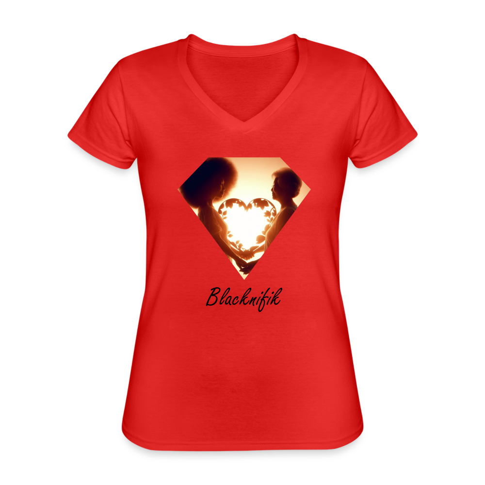 T-shirt classique col V Femme - rouge