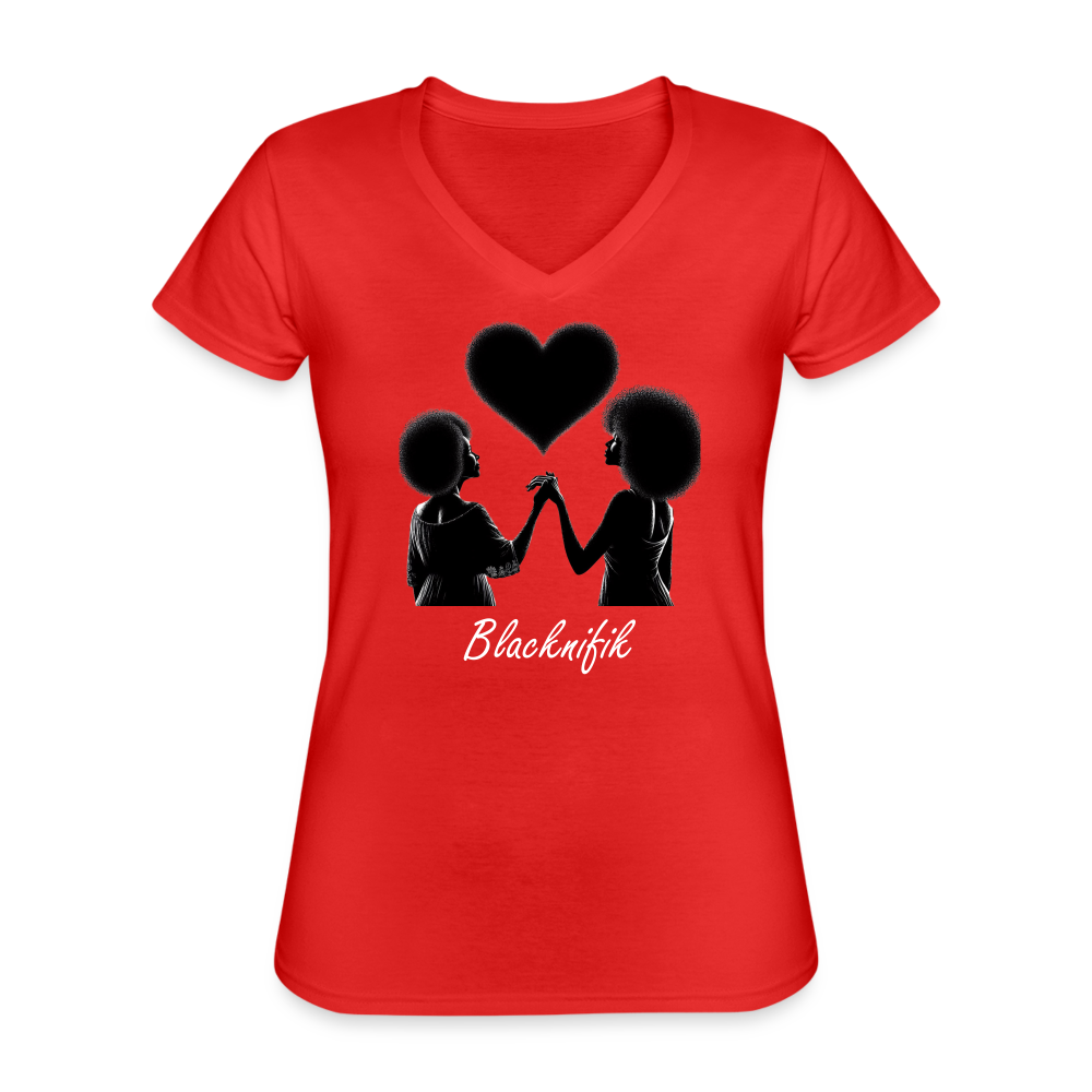 T-shirt classique col V Femme - rouge