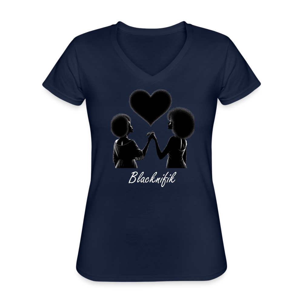 T-shirt classique col V Femme - marine