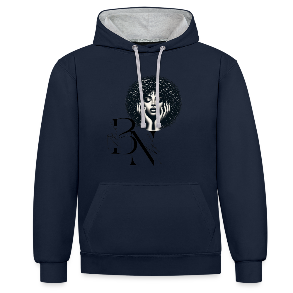 Sweat-shirt contraste - bleu marine/gris chiné