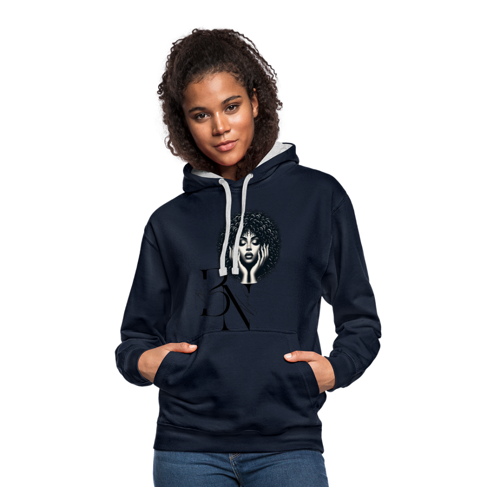 Sweat-shirt contraste - bleu marine/gris chiné