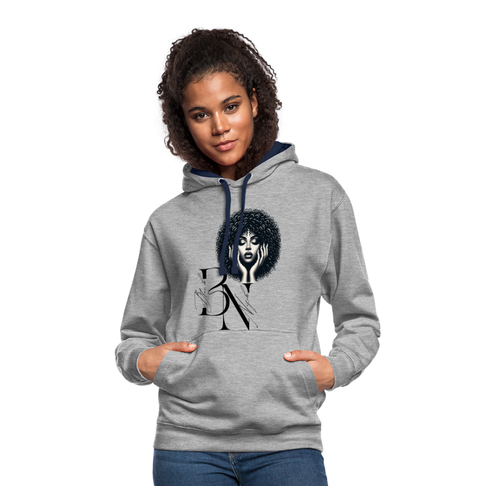 Sweat-shirt contraste - gris chiné/bleu marine