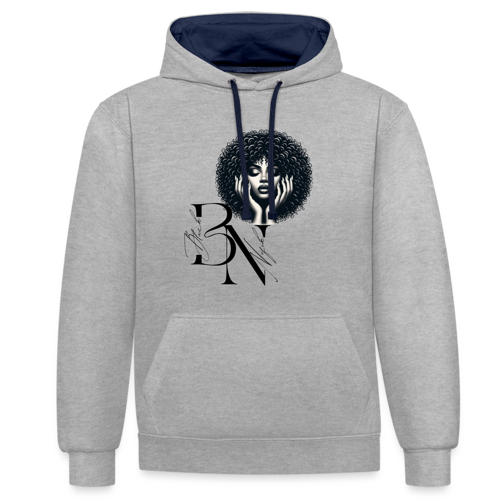 Sweat-shirt contraste - gris chiné/bleu marine