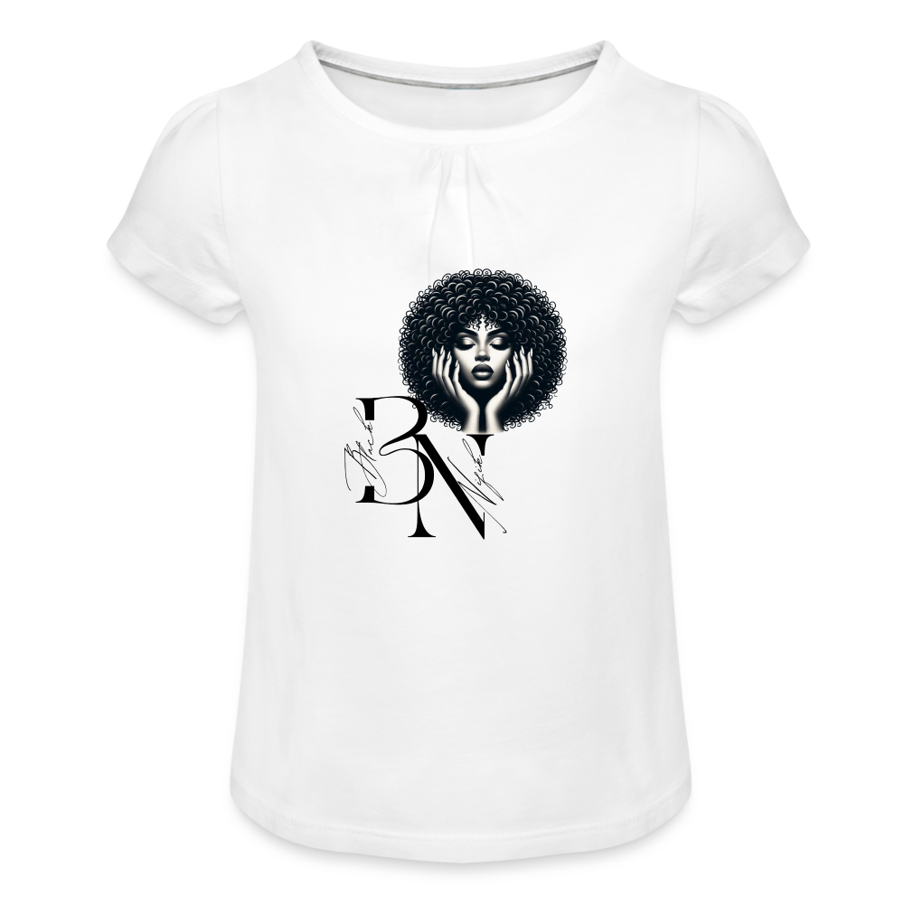 T-shirt à fronces au col Fille - blanc