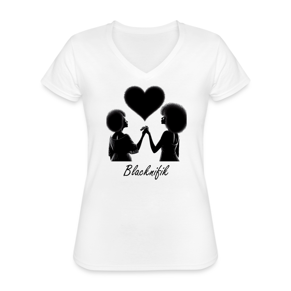 T-shirt classique col V Blacknifik - blanc