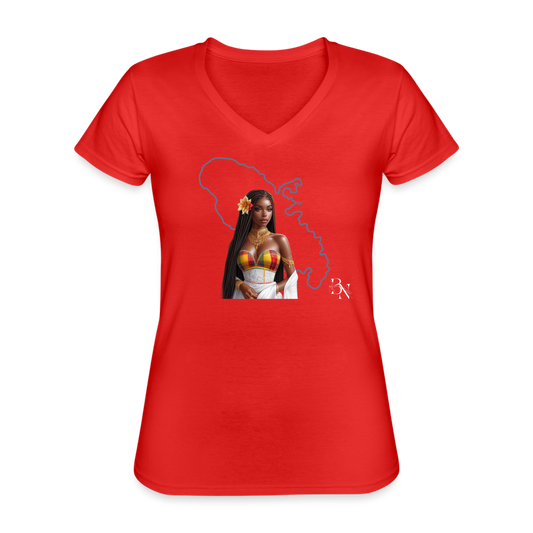 T-shirt classique col V Femme - rouge