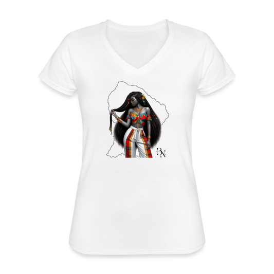 T-shirt classique col V Femme - blanc