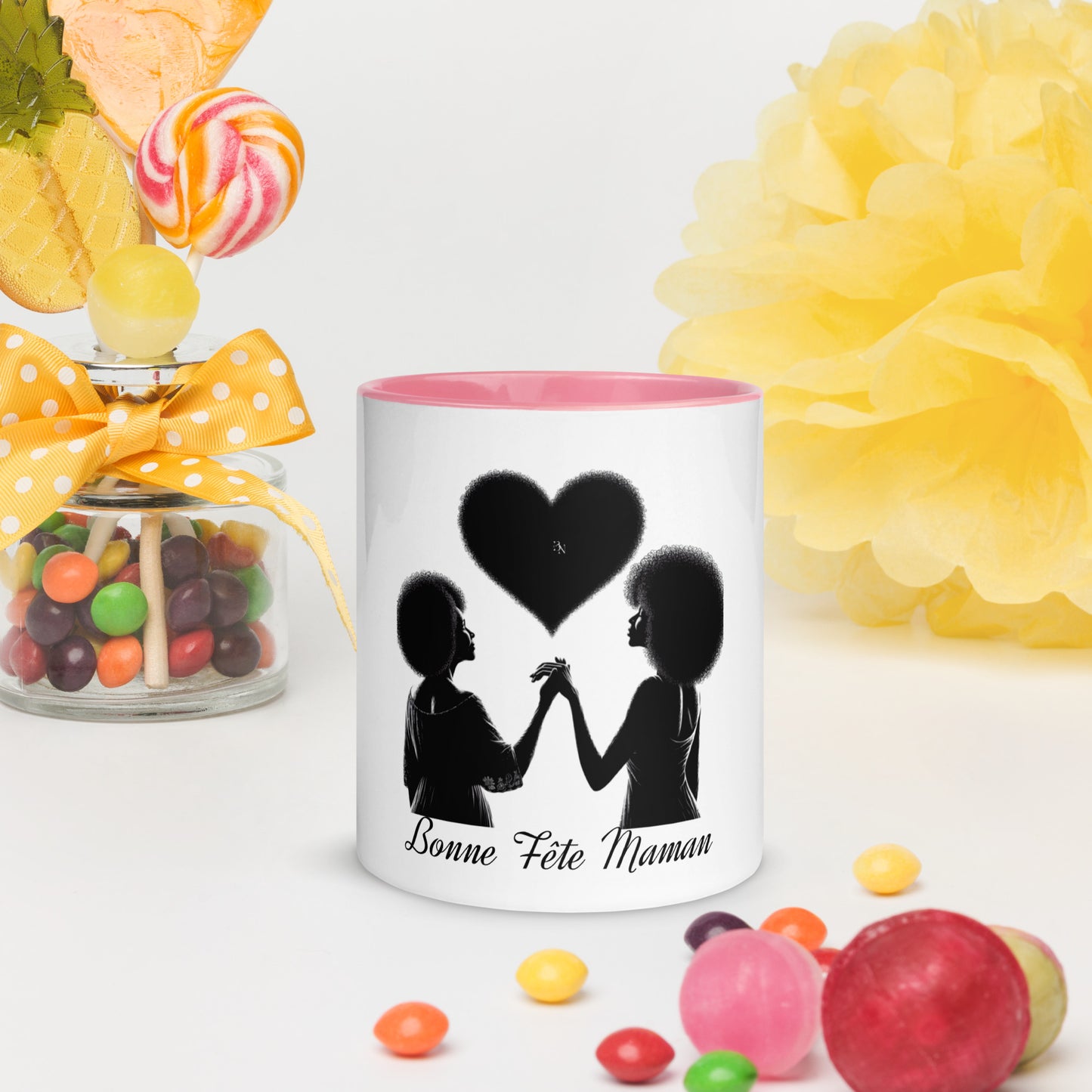 Mug à Intérieur Coloré Bonne fête Maman